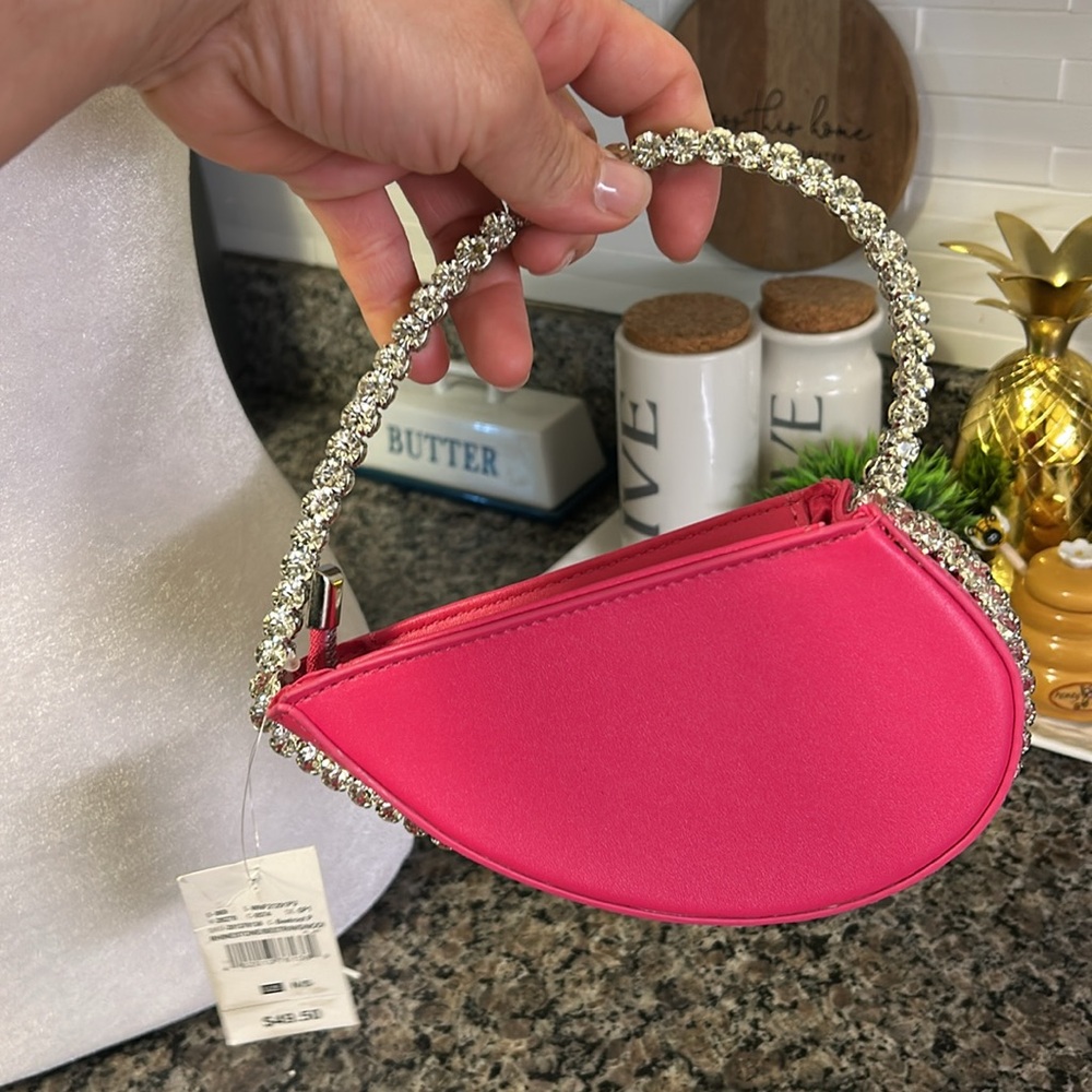 Ashley Stewart Fuchsia Clutch with Rhinestone Handle